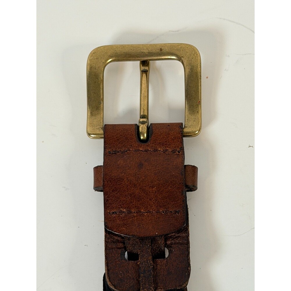 Linked Laced Leather Ladder Belt Western Rodeo Office Y2K Boho Hippie VTG Sz38 - Picture 3 of 8